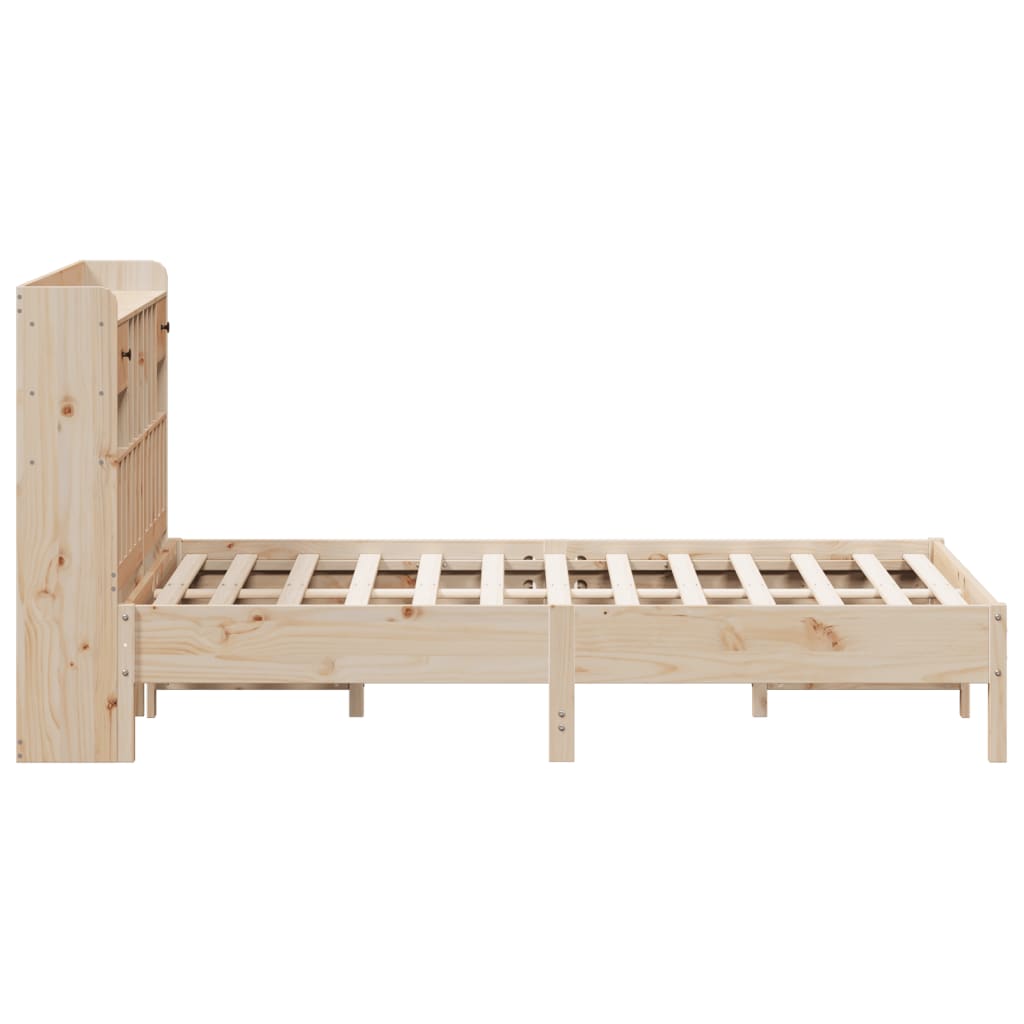 Bookcase Bed without Mattress 140x190 cm Solid Wood Pine
