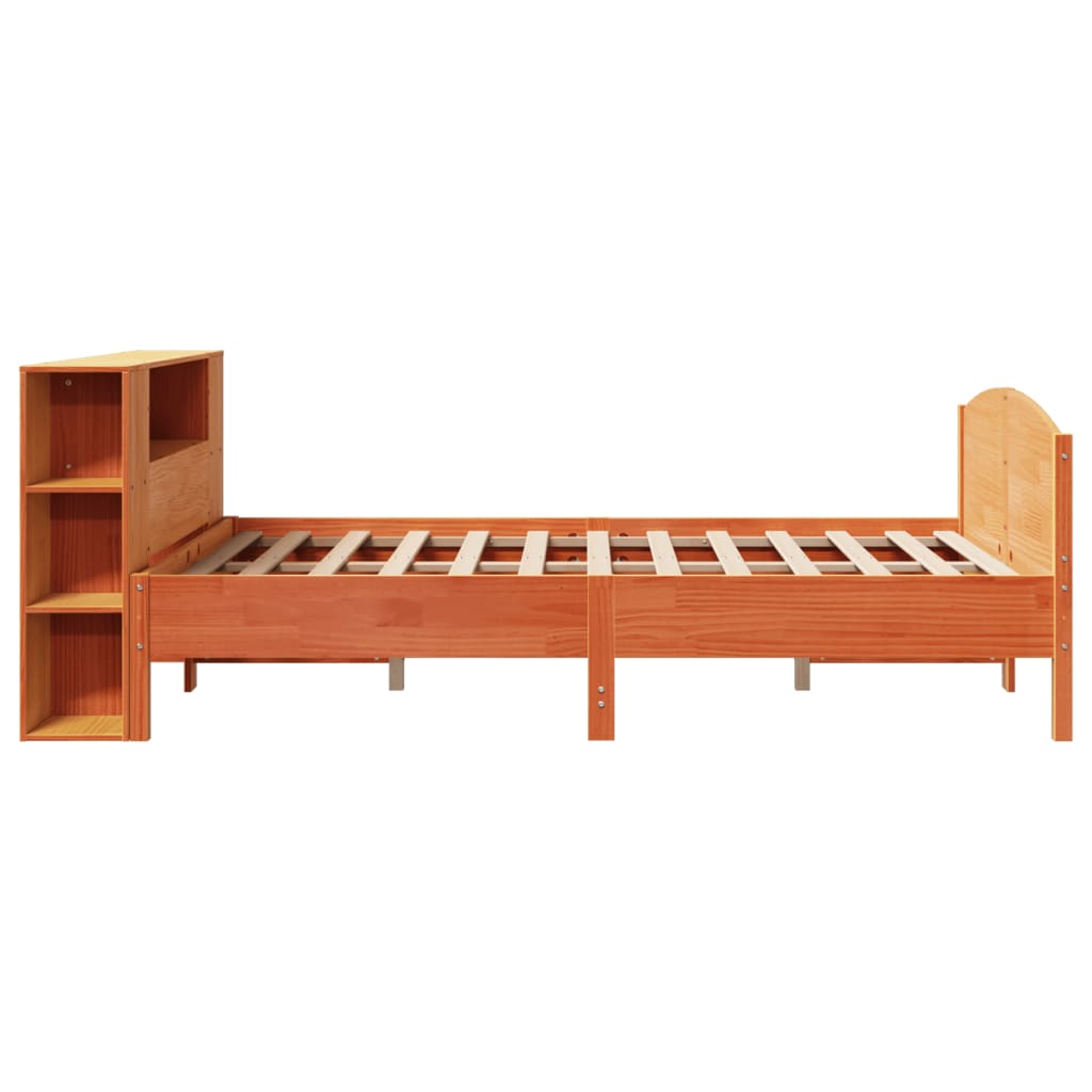 Bookcase Bed without Mattress Wax Brown 140x190cm Solid Wood Pine