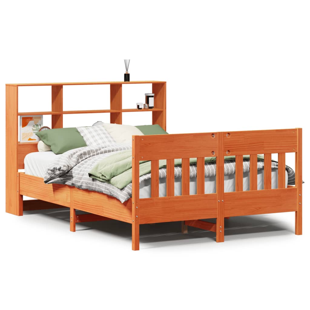 Bed Frame without Mattress Wax Brown 140x200 cm Solid Wood Pine