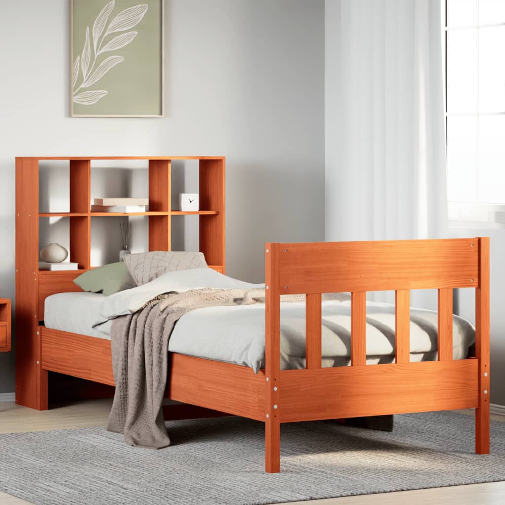 Bed Frame without Mattress Wax Brown 100x200 cm Solid Wood Pine