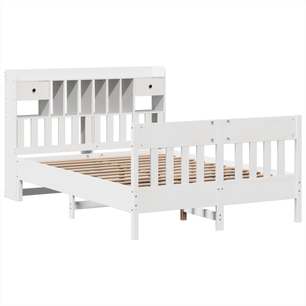 Bed Frame without Mattress White 150x200 cm King Size Solid Wood Pine