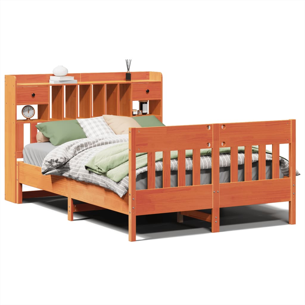 Bed Frame without Mattress Wax Brown 150x200 cm King Size Solid Wood Pine