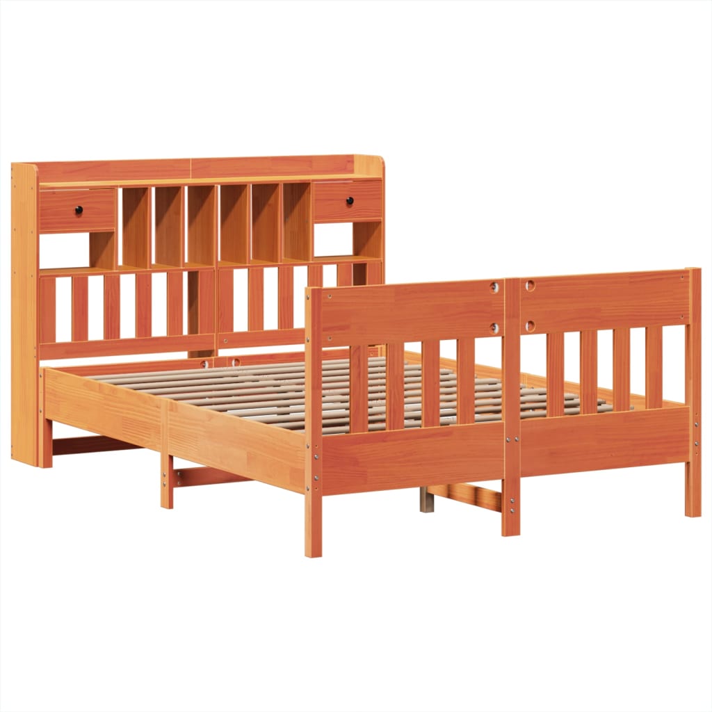 Bed Frame without Mattress Wax Brown 150x200 cm King Size Solid Wood Pine