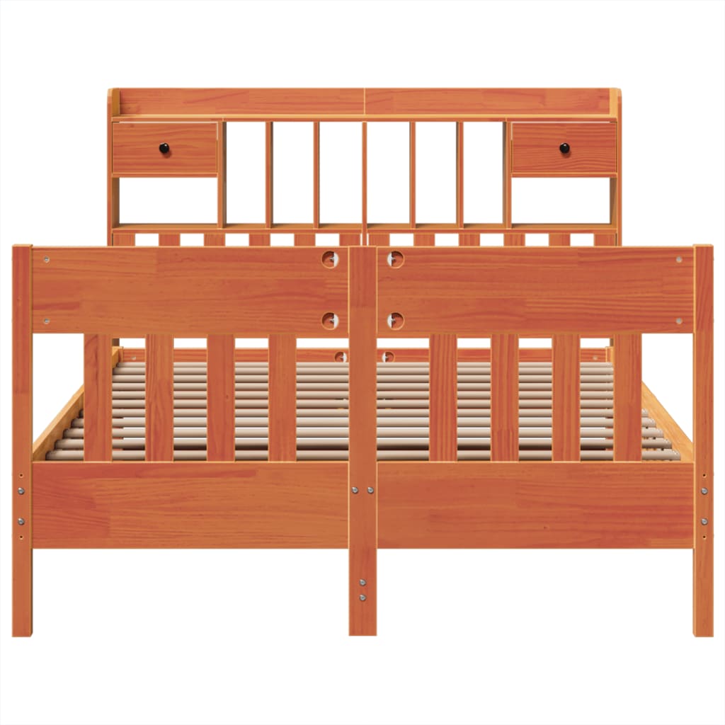 Bed Frame without Mattress Wax Brown 150x200 cm King Size Solid Wood Pine
