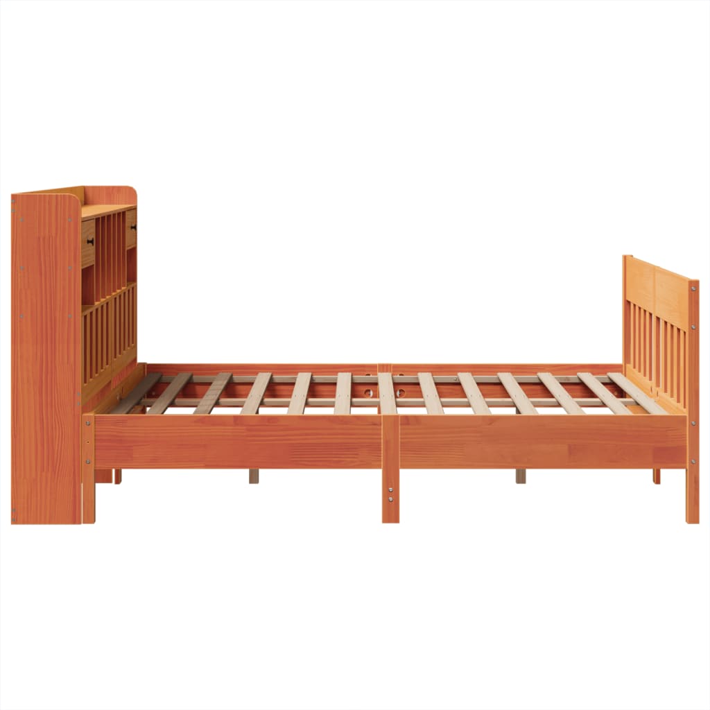 Bed Frame without Mattress Wax Brown 150x200 cm King Size Solid Wood Pine