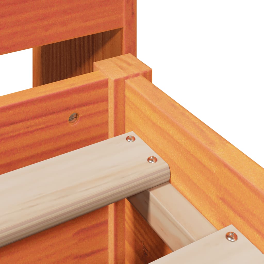 Bed Frame without Mattress Wax Brown 150x200 cm King Size Solid Wood Pine