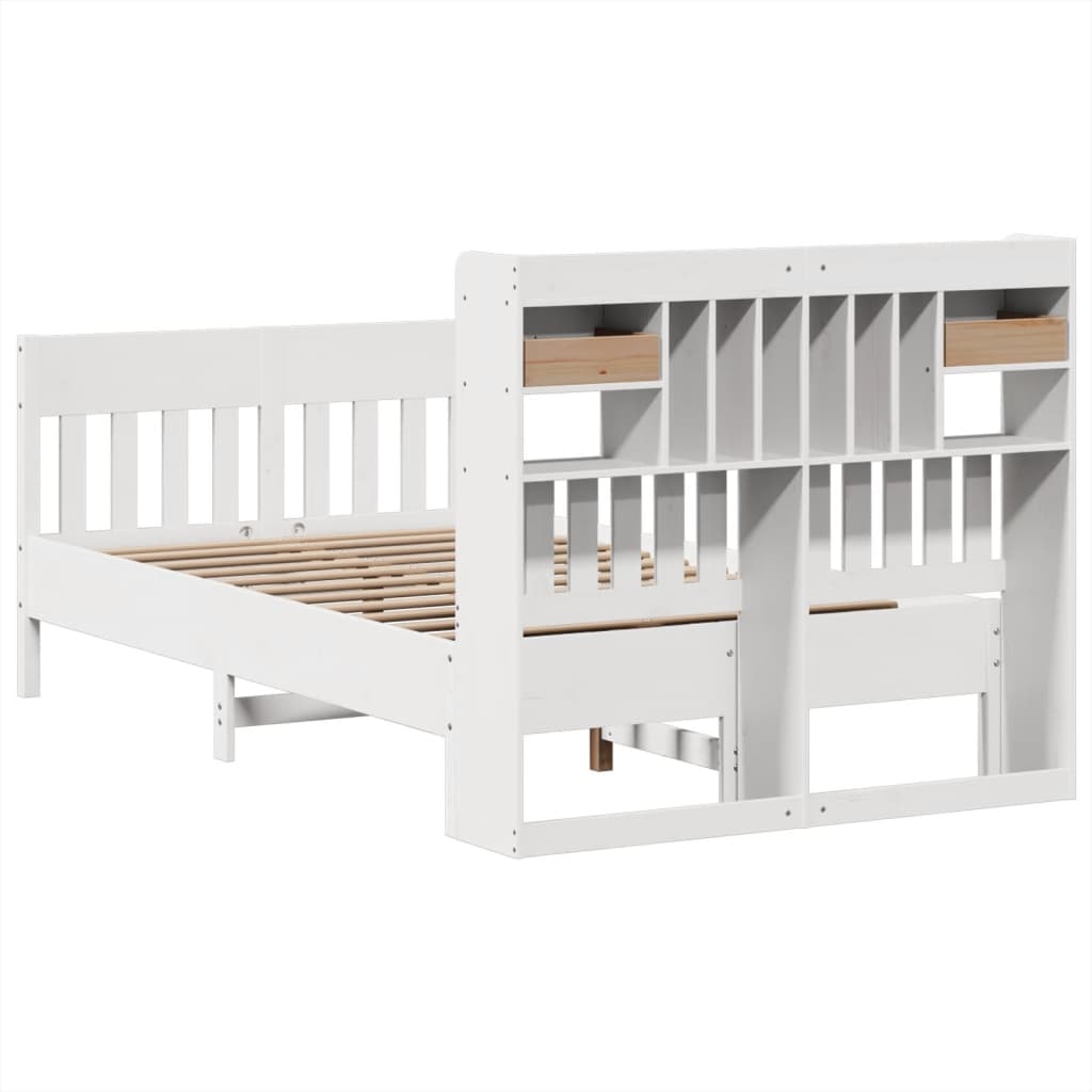 Bed Frame without Mattress White 135x190 cm Solid Wood Pine