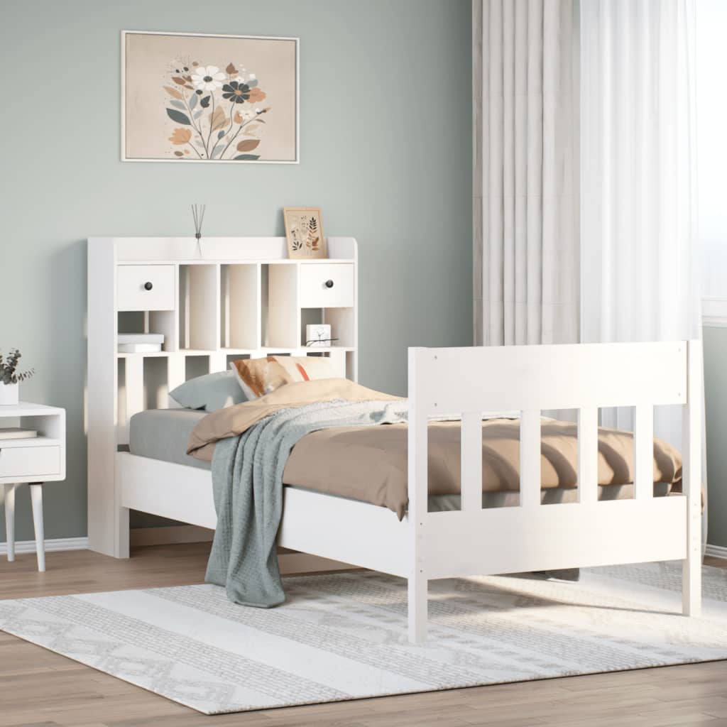 Bed Frame without Mattress White 75x190 cm Small Single Solid Wood Pine