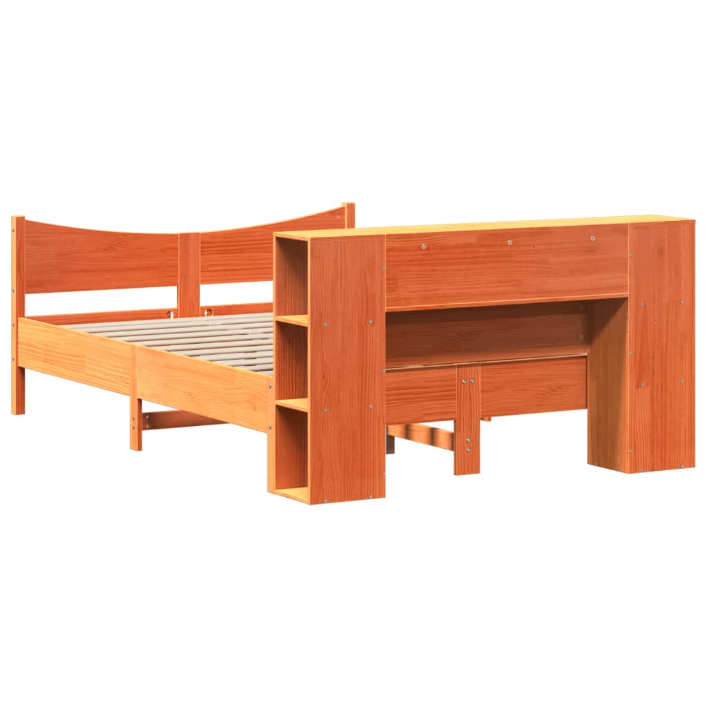 Bed Frame without Mattress Wax Brown 120x200 cm Solid Wood Pine