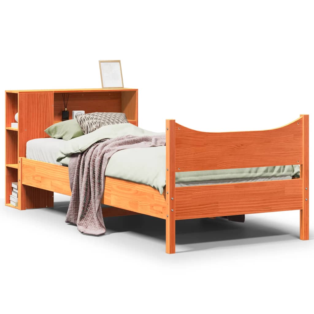 Bed Frame without Mattress Wax Brown 75x190 cm Small Single Solid Wood Pine