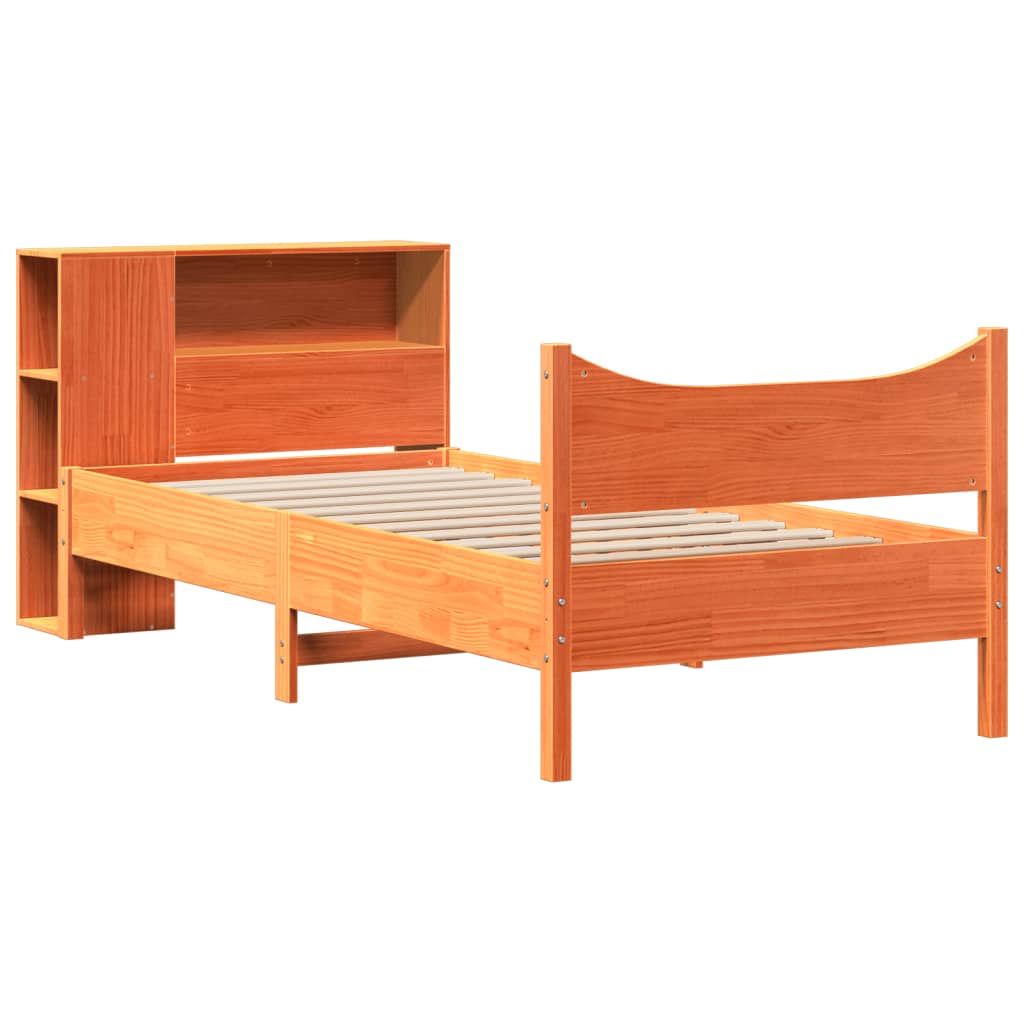 Bed Frame without Mattress Wax Brown 75x190 cm Small Single Solid Wood Pine