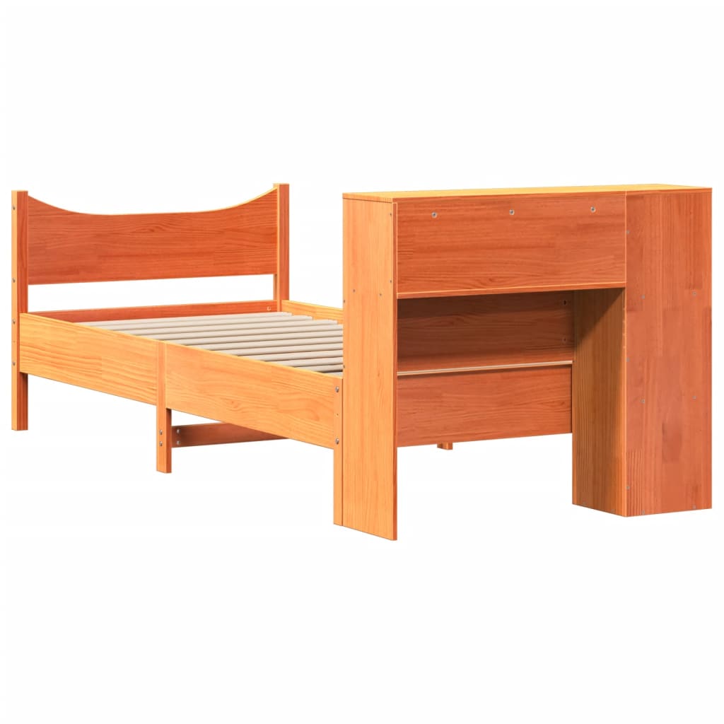Bed Frame without Mattress Wax Brown 75x190 cm Small Single Solid Wood Pine