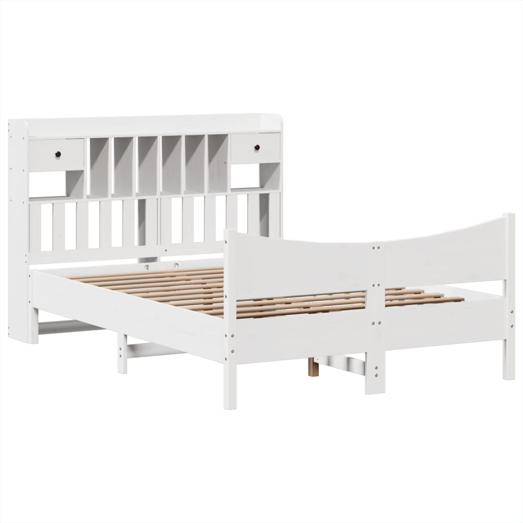 Bed Frame without Mattress White 150x200 cm King Size Solid Wood Pine