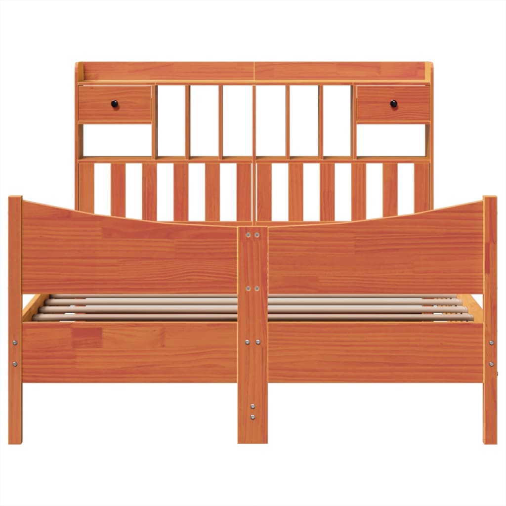 Bed Frame without Mattress Wax Brown 150x200 cm King Size Solid Wood Pine