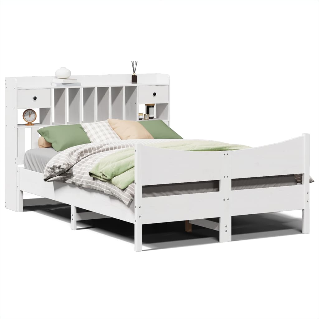Bed Frame without Mattress White 140x190 cm Solid Wood Pine