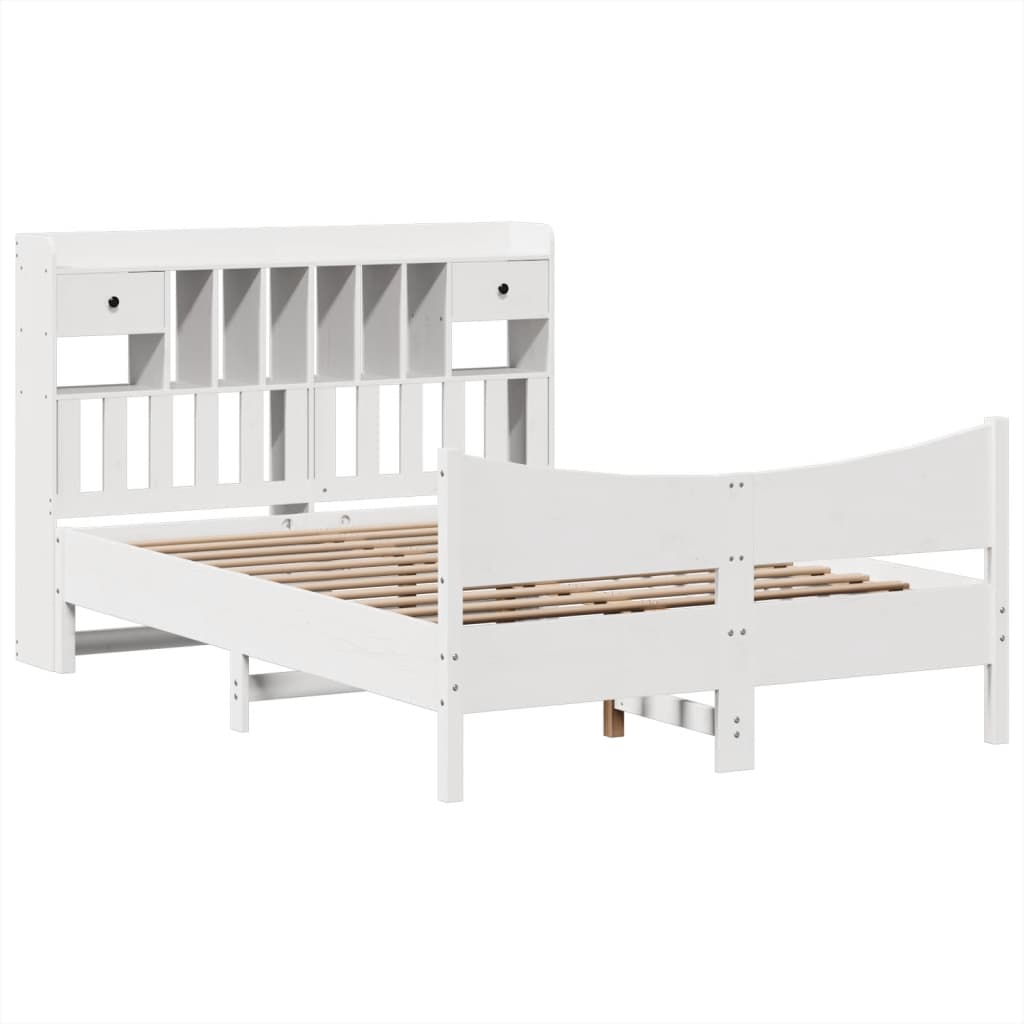 Bed Frame without Mattress White 140x190 cm Solid Wood Pine
