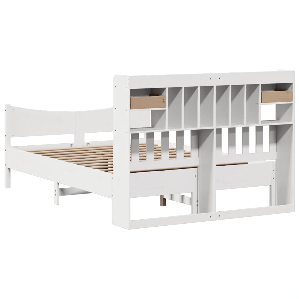 Bed Frame without Mattress White 140x190 cm Solid Wood Pine