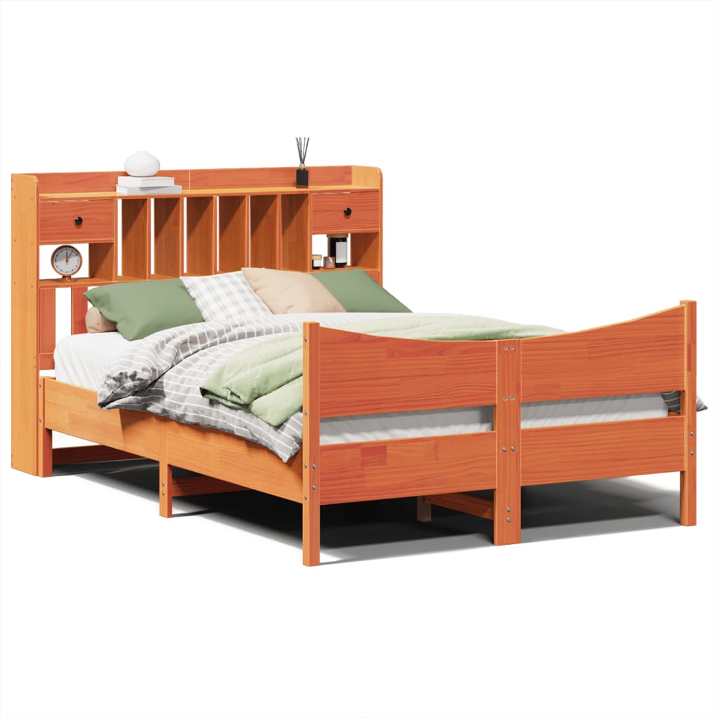 Bed Frame without Mattress Wax Brown 140x190 cm Solid Wood Pine