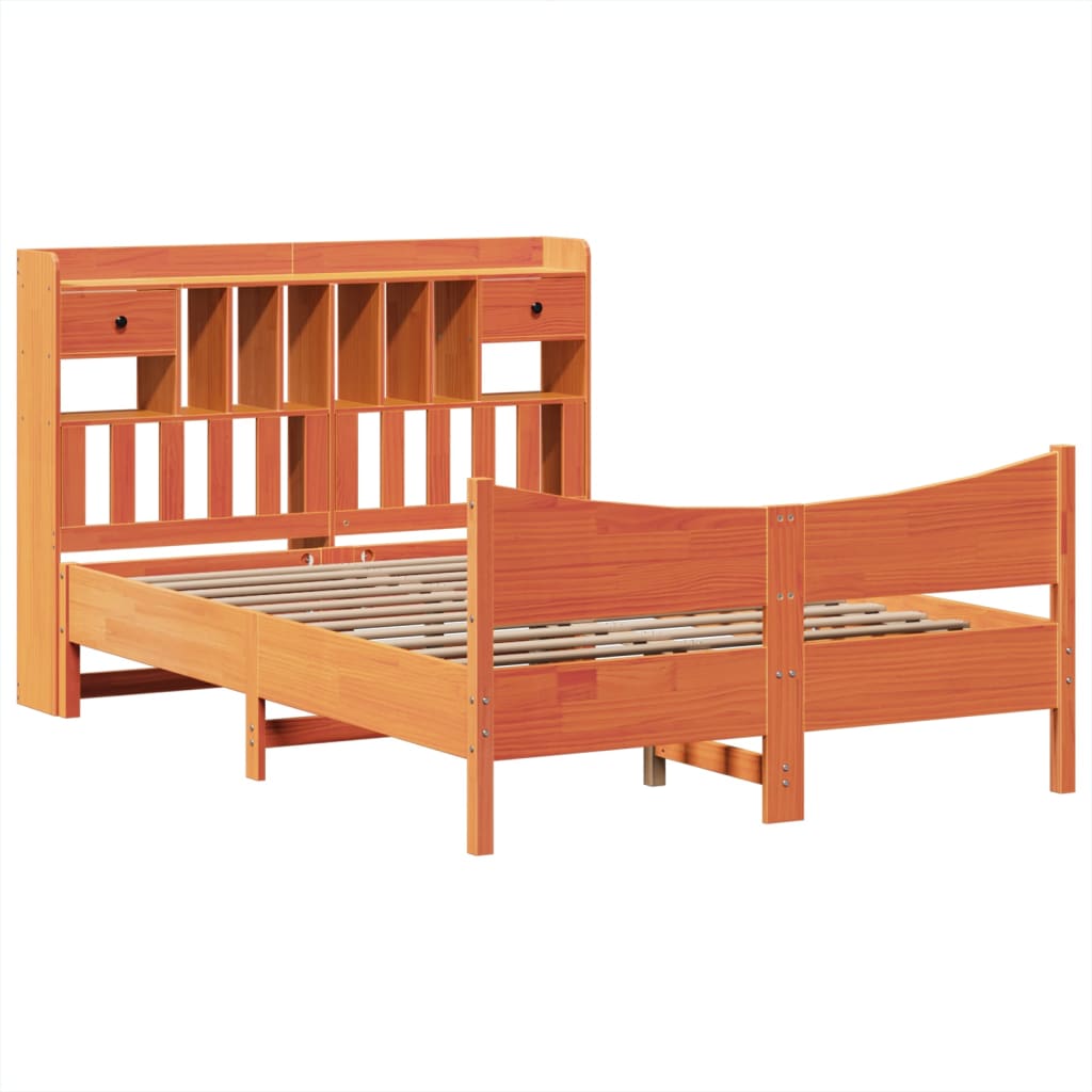 Bed Frame without Mattress Wax Brown 140x190 cm Solid Wood Pine