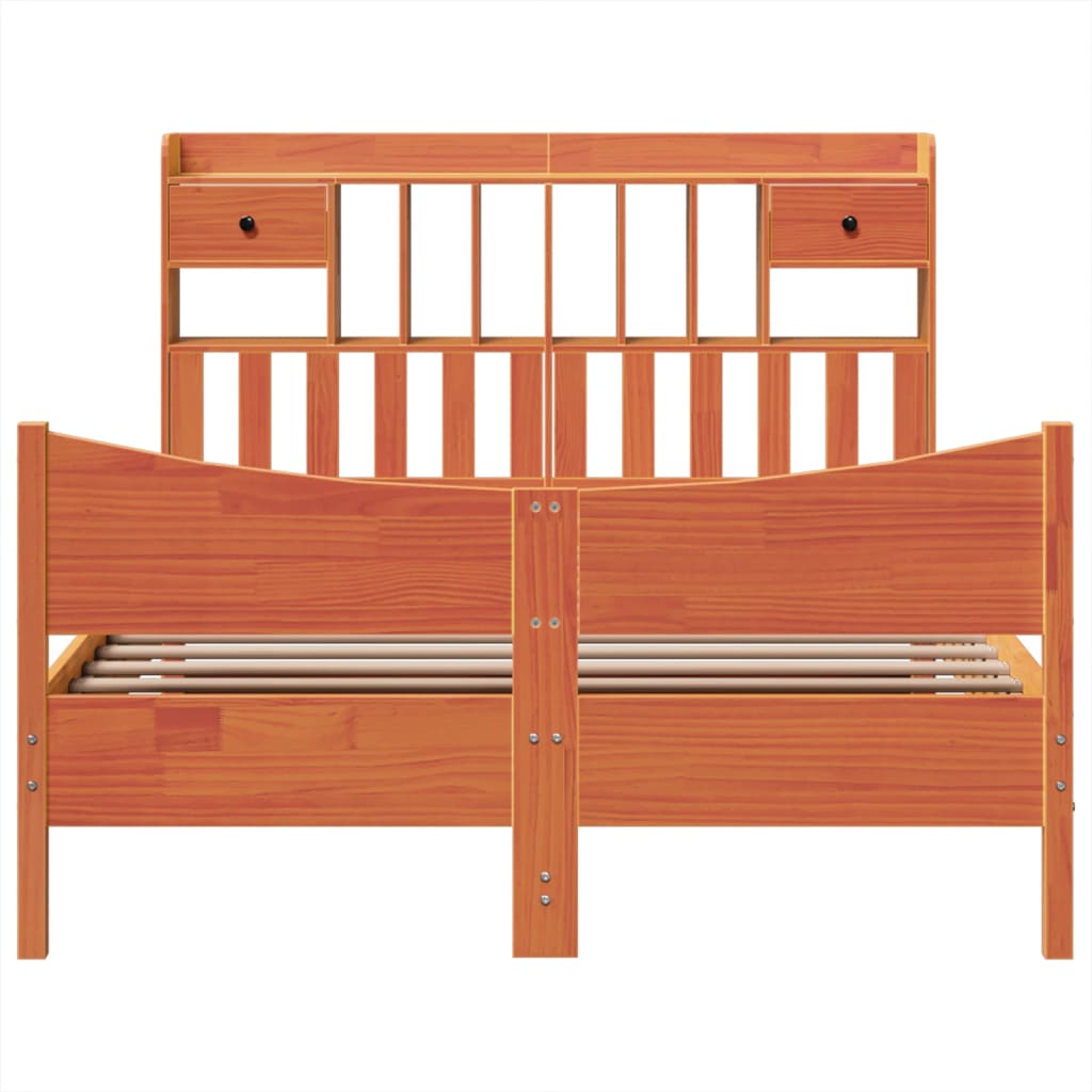 Bed Frame without Mattress Wax Brown 140x190 cm Solid Wood Pine