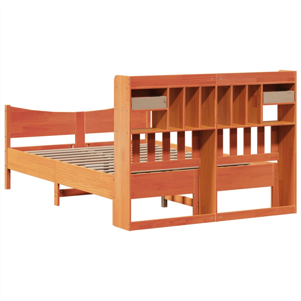 Bed Frame without Mattress Wax Brown 140x190 cm Solid Wood Pine