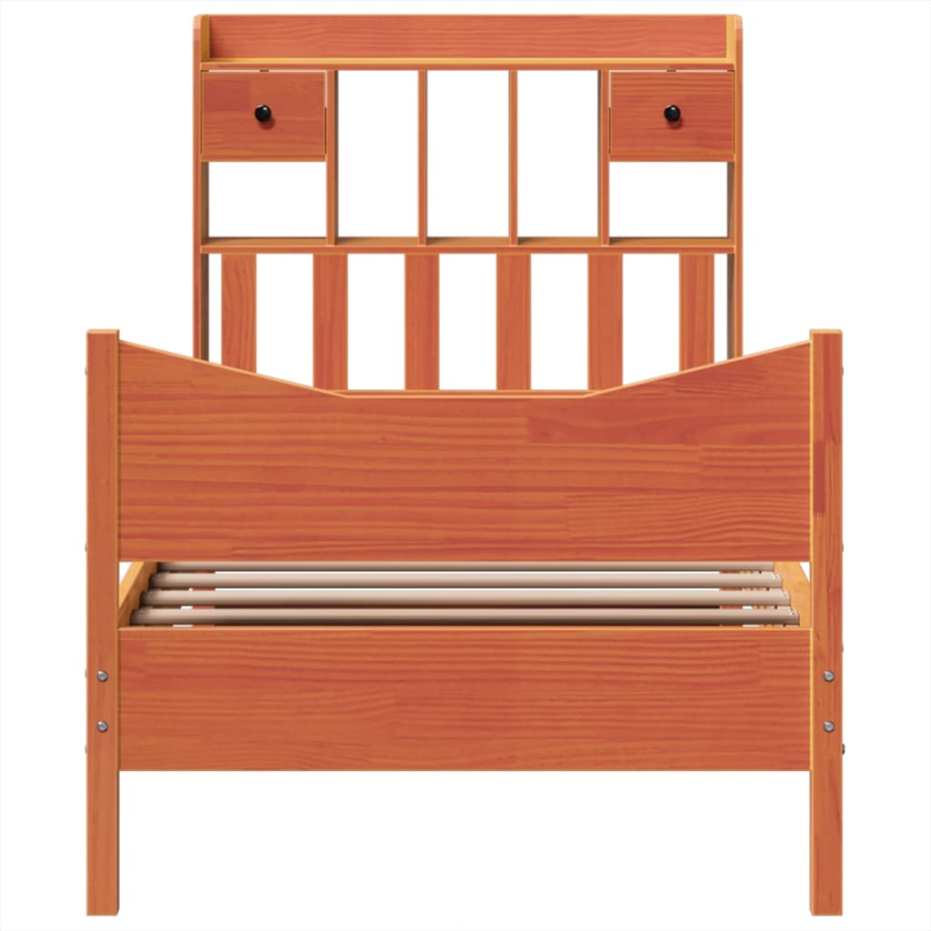 Bed Frame without Mattress Wax Brown 75x190 cm Small Single Solid Wood Pine