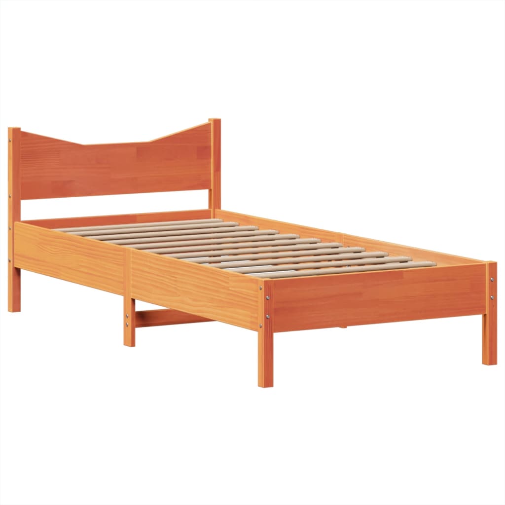 Bed Frame without Mattress Wax Brown 75x190 cm Small Single Solid Wood Pine