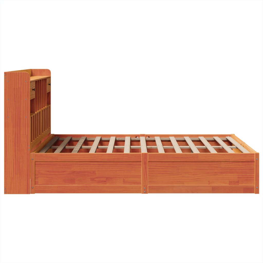 Bed Frame without Mattress Wax Brown 140x190 cm Solid Wood Pine