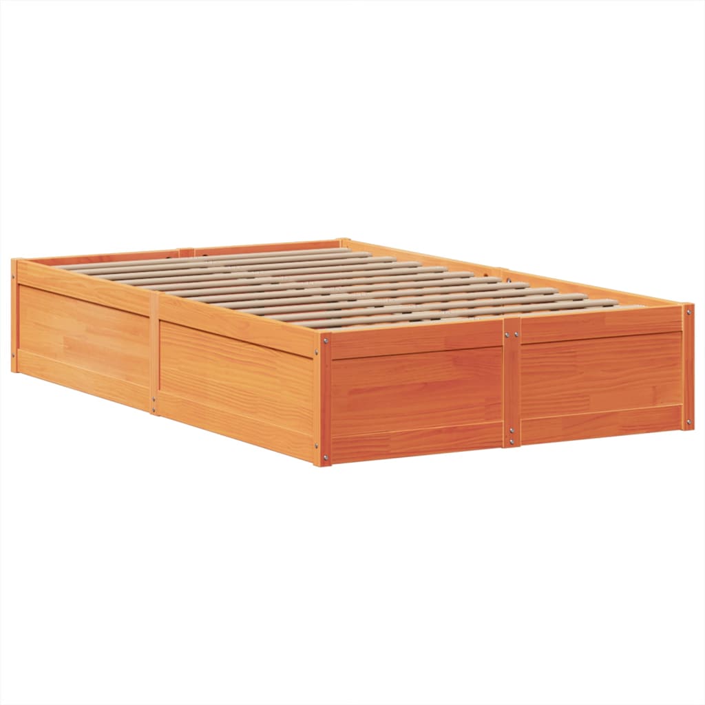 Bed Frame without Mattress Wax Brown 135x190 cm Double Solid Wood Pine