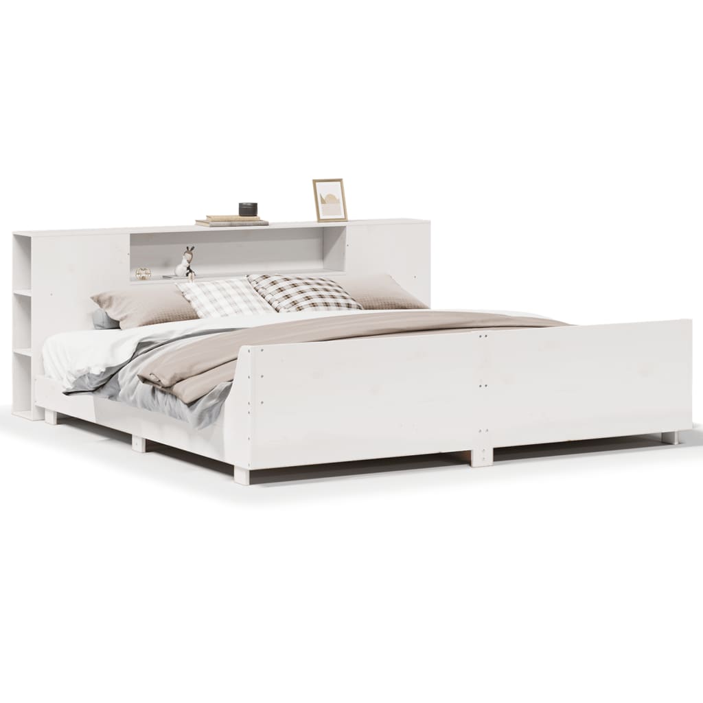 Bed Frame without Mattress White 180x200 cm Super King Solid Wood Pine