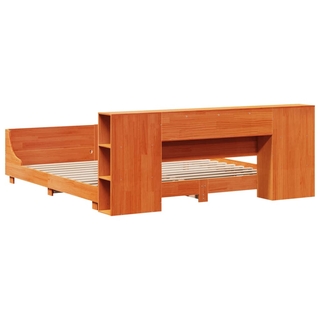 Bed Frame without Mattress Wax Brown 180x200 cm Super King Solid Wood Pine