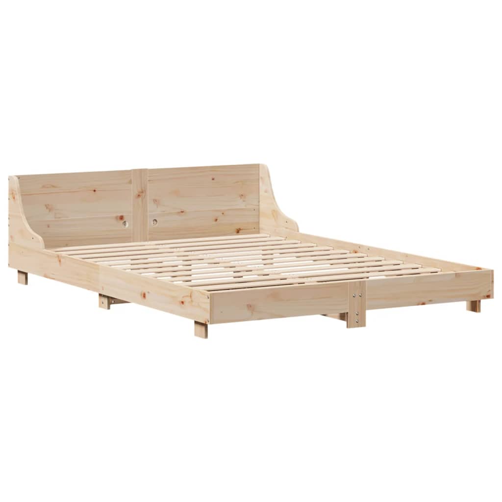 Bed Frame without Mattress 150x200 cm King Size Solid Wood Pine