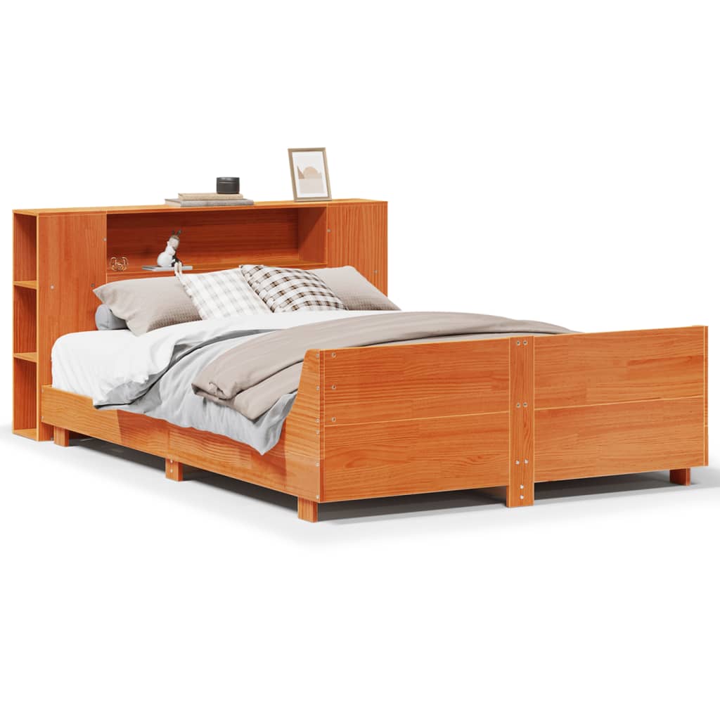 Bed Frame without Mattress Wax Brown 140x190 cm Solid Wood Pine