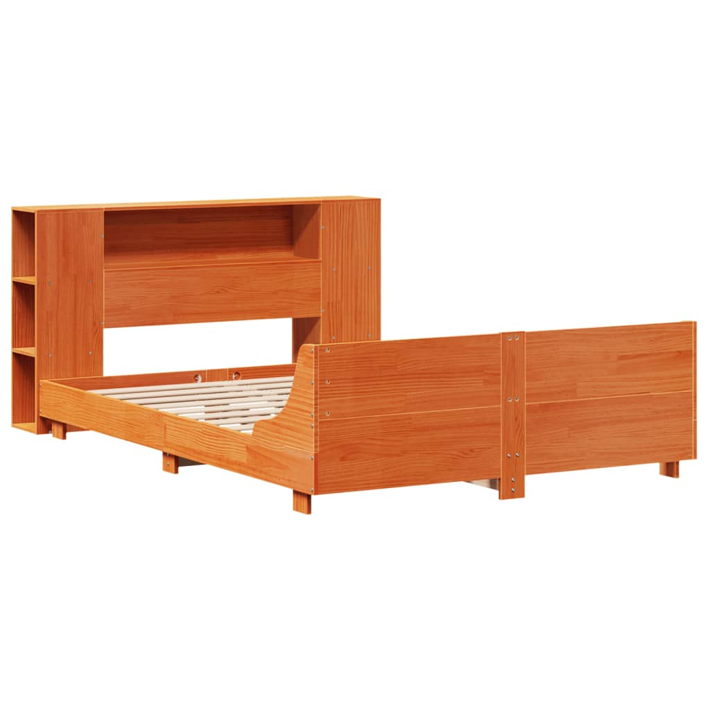 Bed Frame without Mattress Wax Brown 140x190 cm Solid Wood Pine