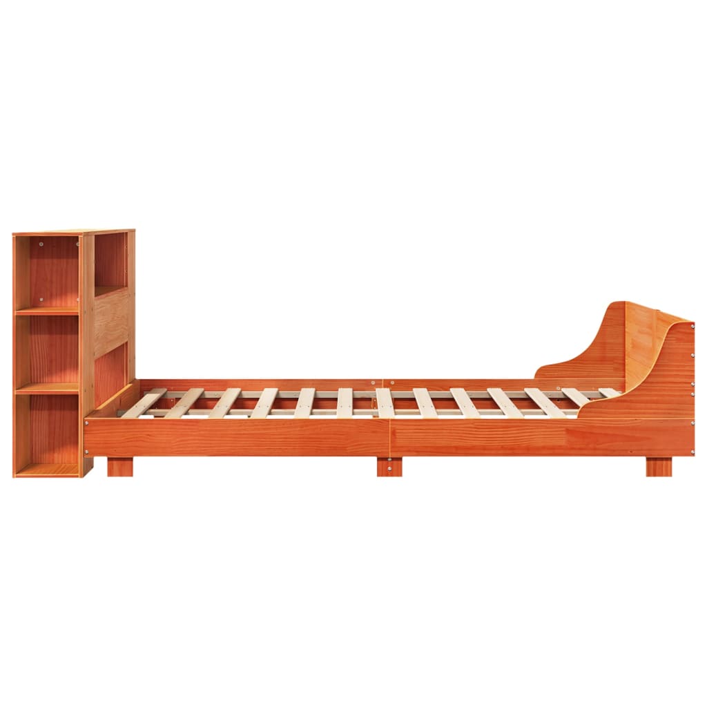 Bed Frame without Mattress Wax Brown 140x190 cm Solid Wood Pine