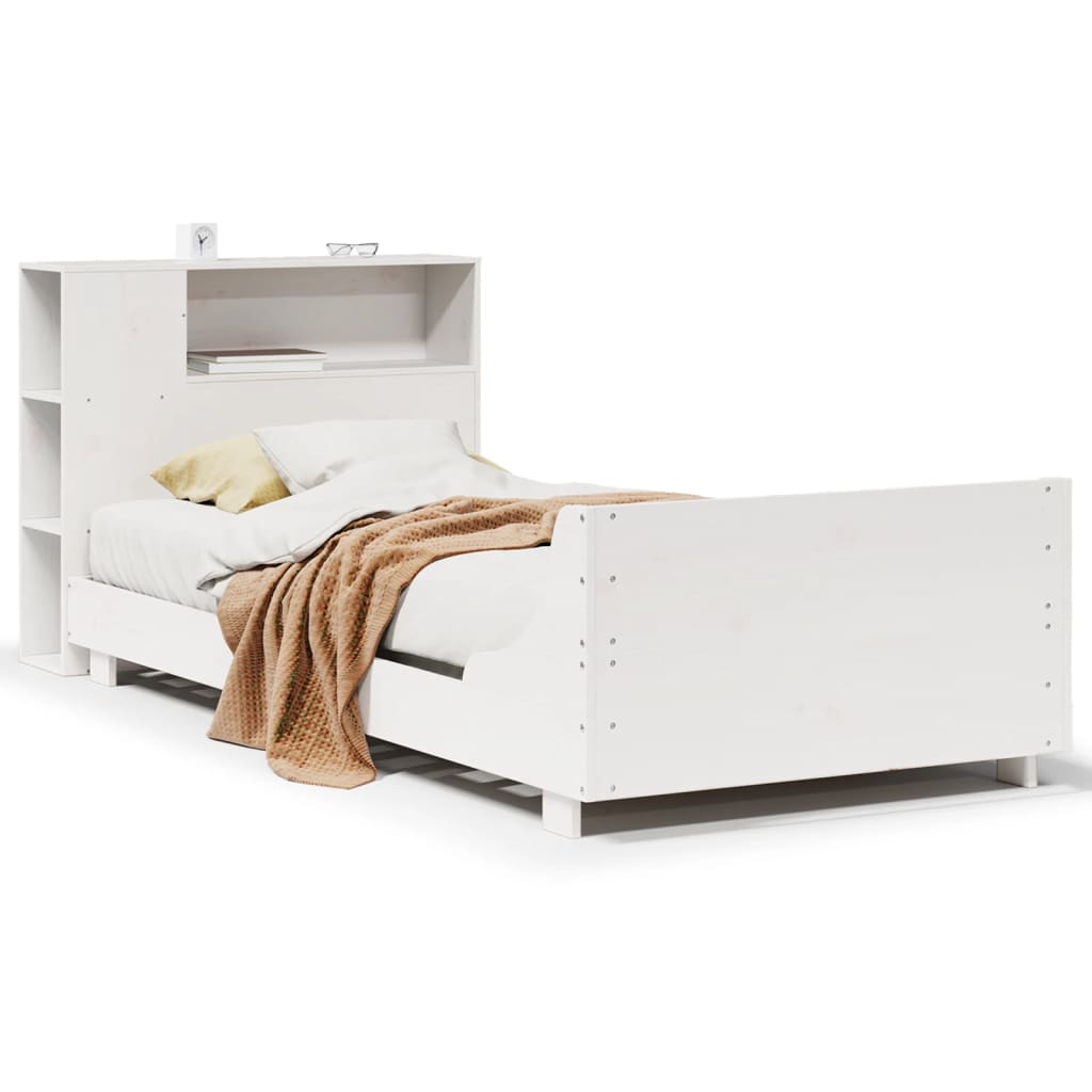 Bed Frame without Mattress White 100x200 cm Solid Wood Pine