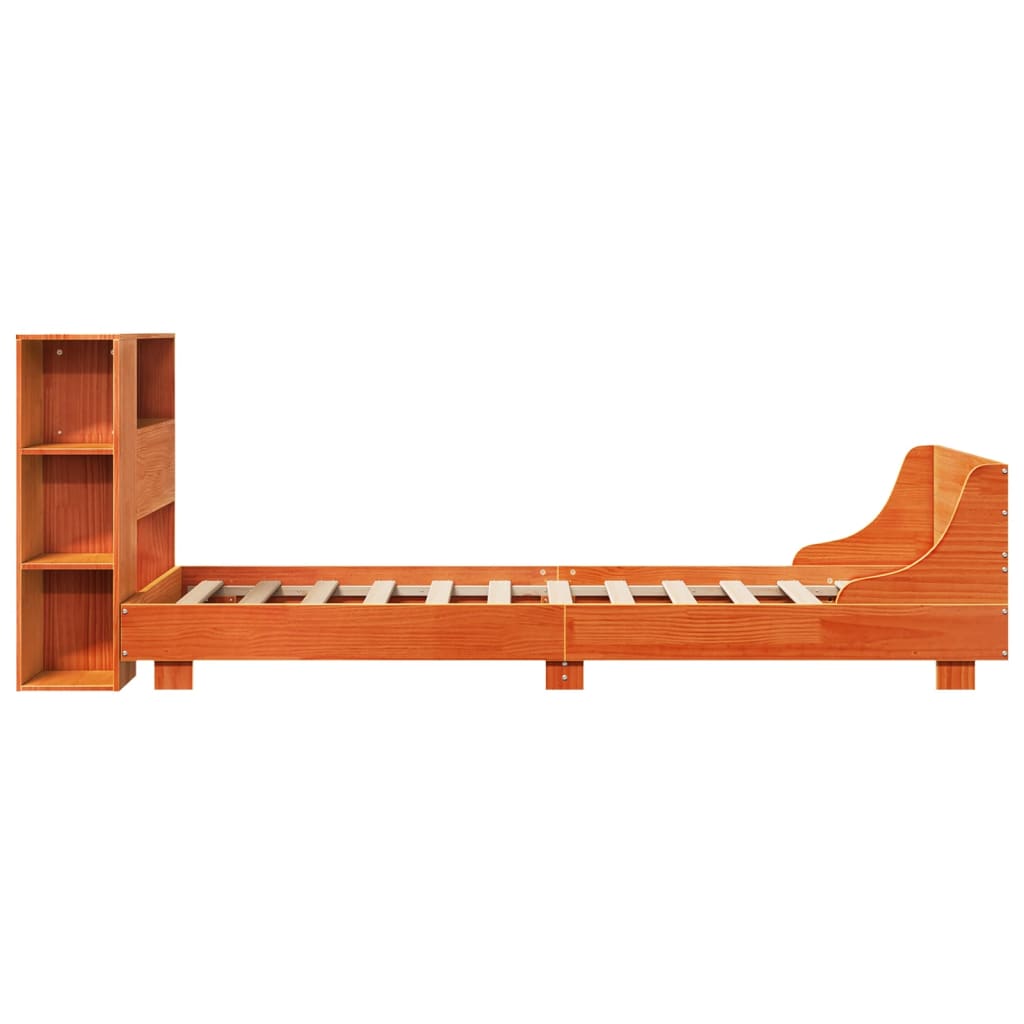Bed Frame without Mattress Wax Brown 100x200 cm Solid Wood Pine