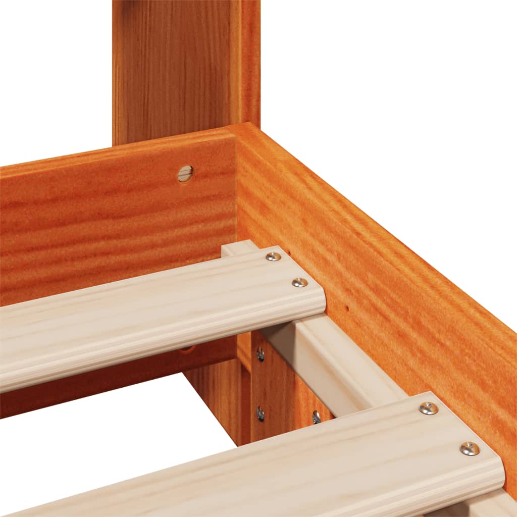 Bed Frame without Mattress Wax Brown 100x200 cm Solid Wood Pine