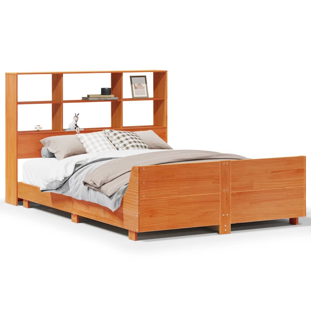 Bed Frame without Mattress Wax Brown 140x200 cm Solid Wood Pine