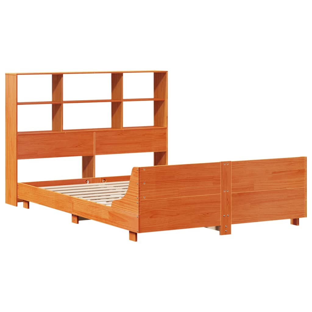 Bed Frame without Mattress Wax Brown 140x200 cm Solid Wood Pine