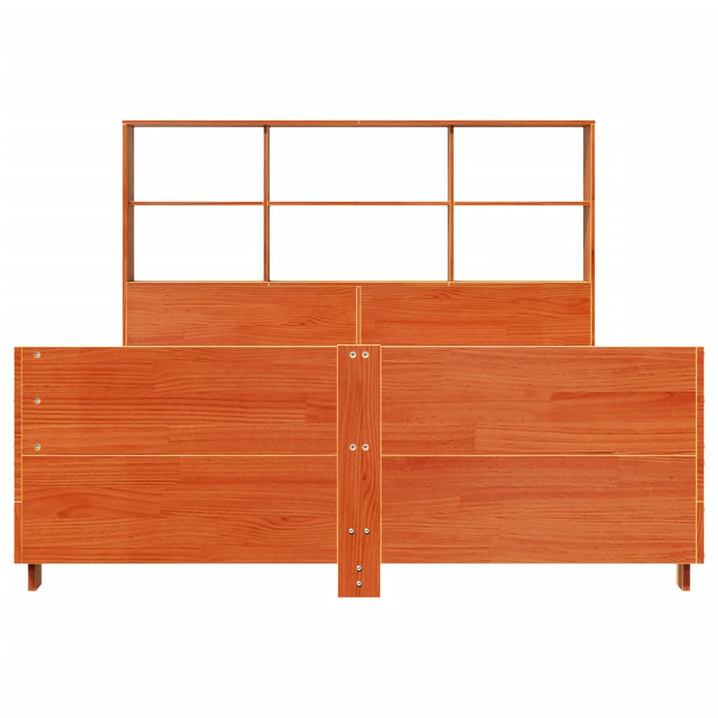 Bed Frame without Mattress Wax Brown 140x200 cm Solid Wood Pine