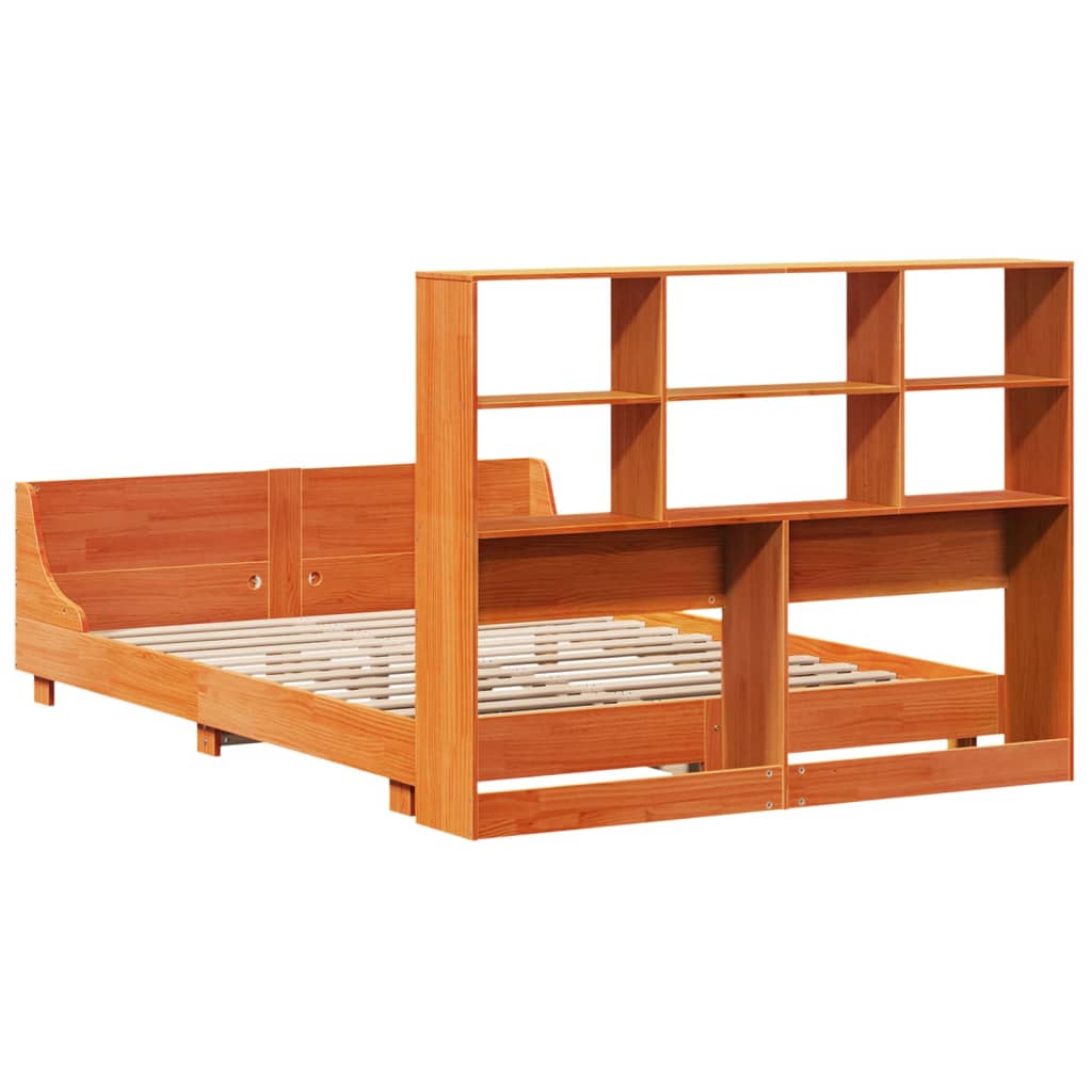 Bed Frame without Mattress Wax Brown 140x200 cm Solid Wood Pine
