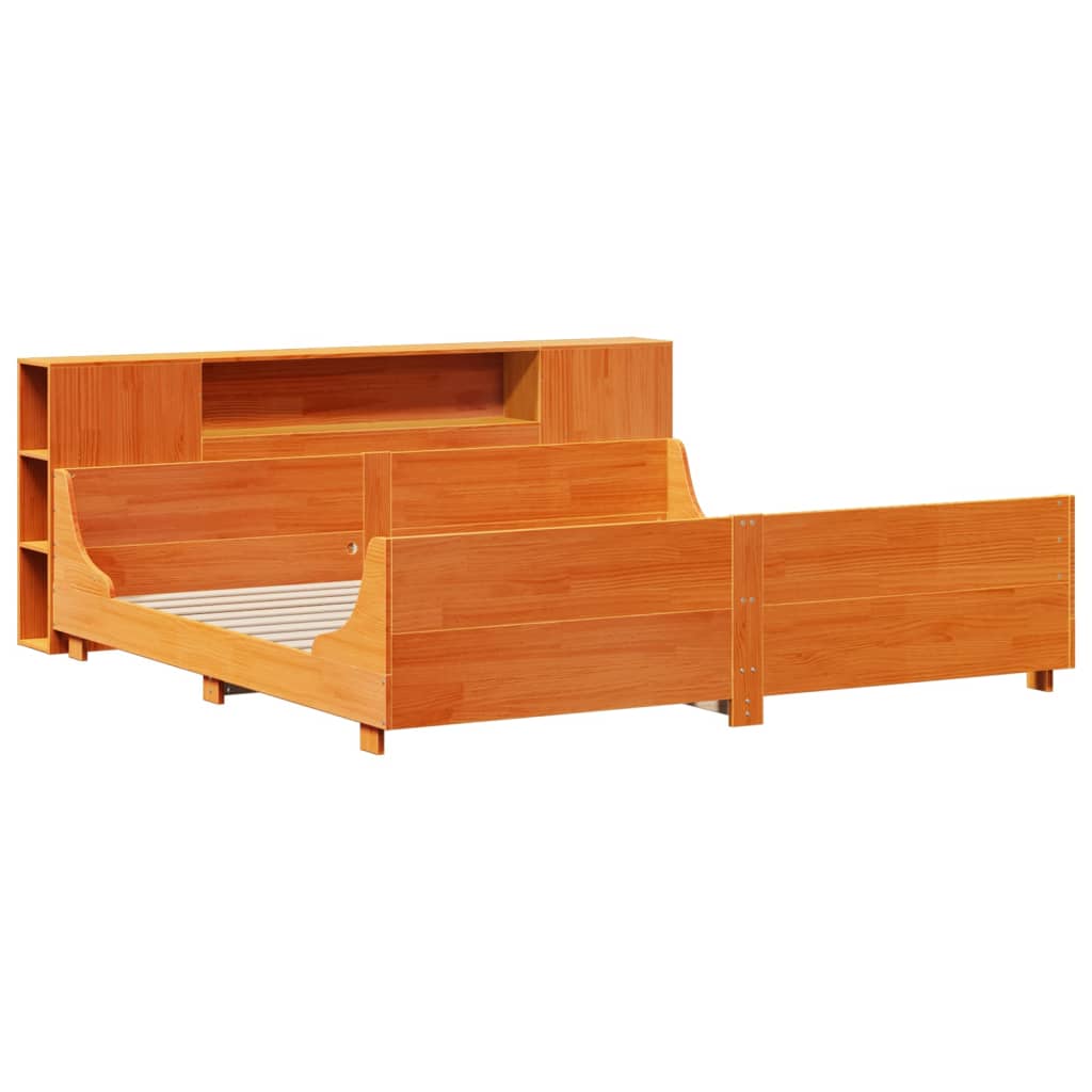 Bed Frame without Mattress Wax Brown 200x200 cm Solid Wood Pine