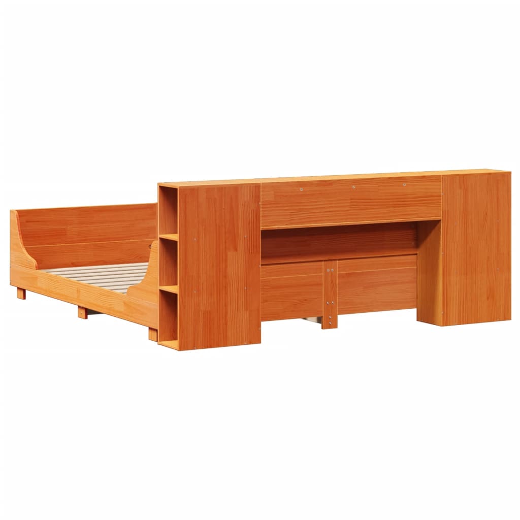 Bed Frame without Mattress Wax Brown 200x200 cm Solid Wood Pine