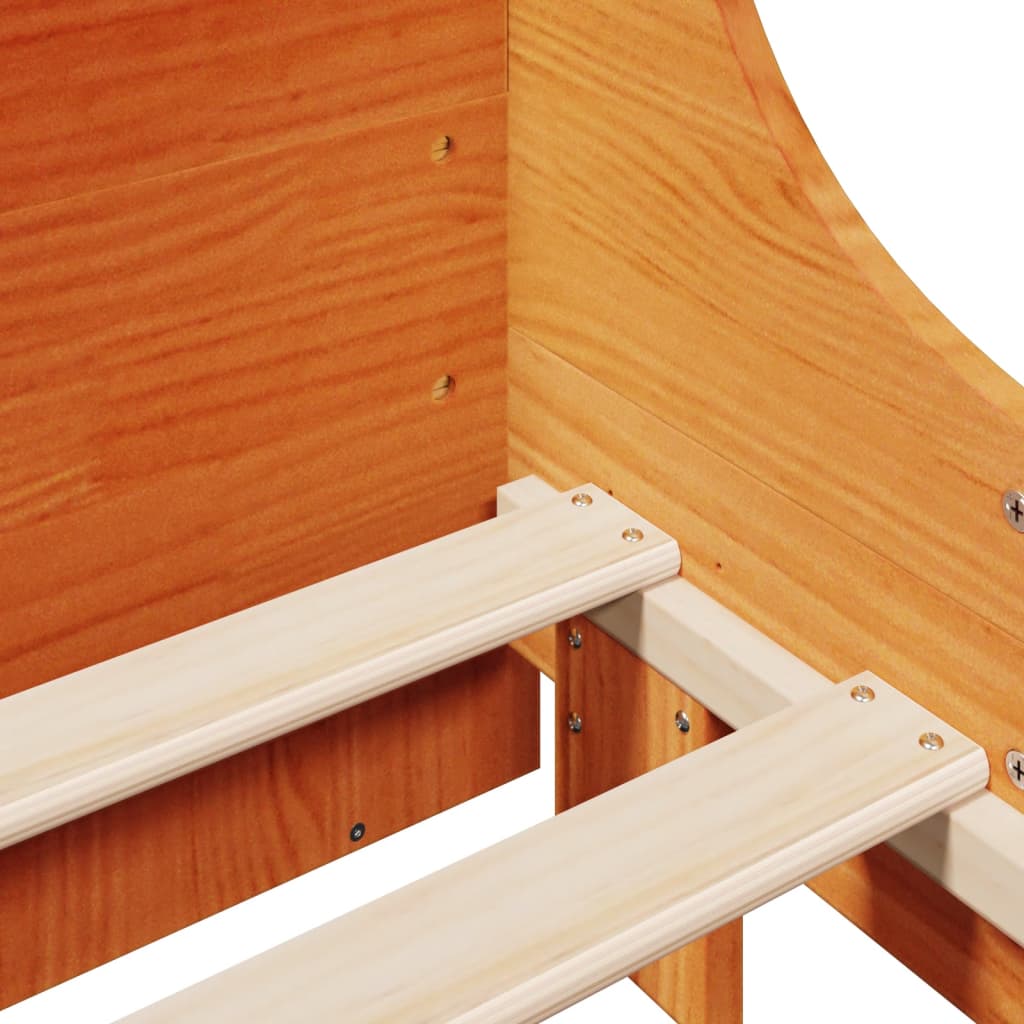 Bed Frame without Mattress Wax Brown 200x200 cm Solid Wood Pine