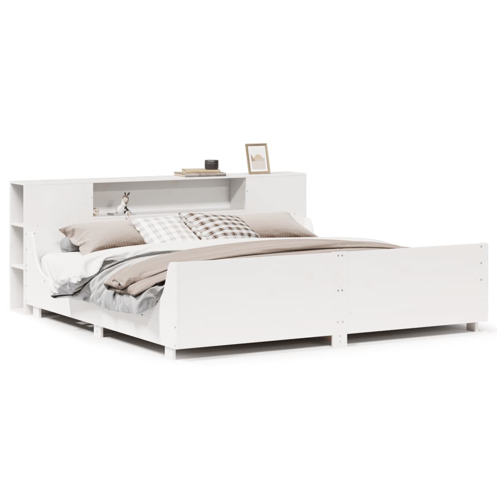 Bed Frame without Mattress White 180x200 cm Super King Solid Wood Pine