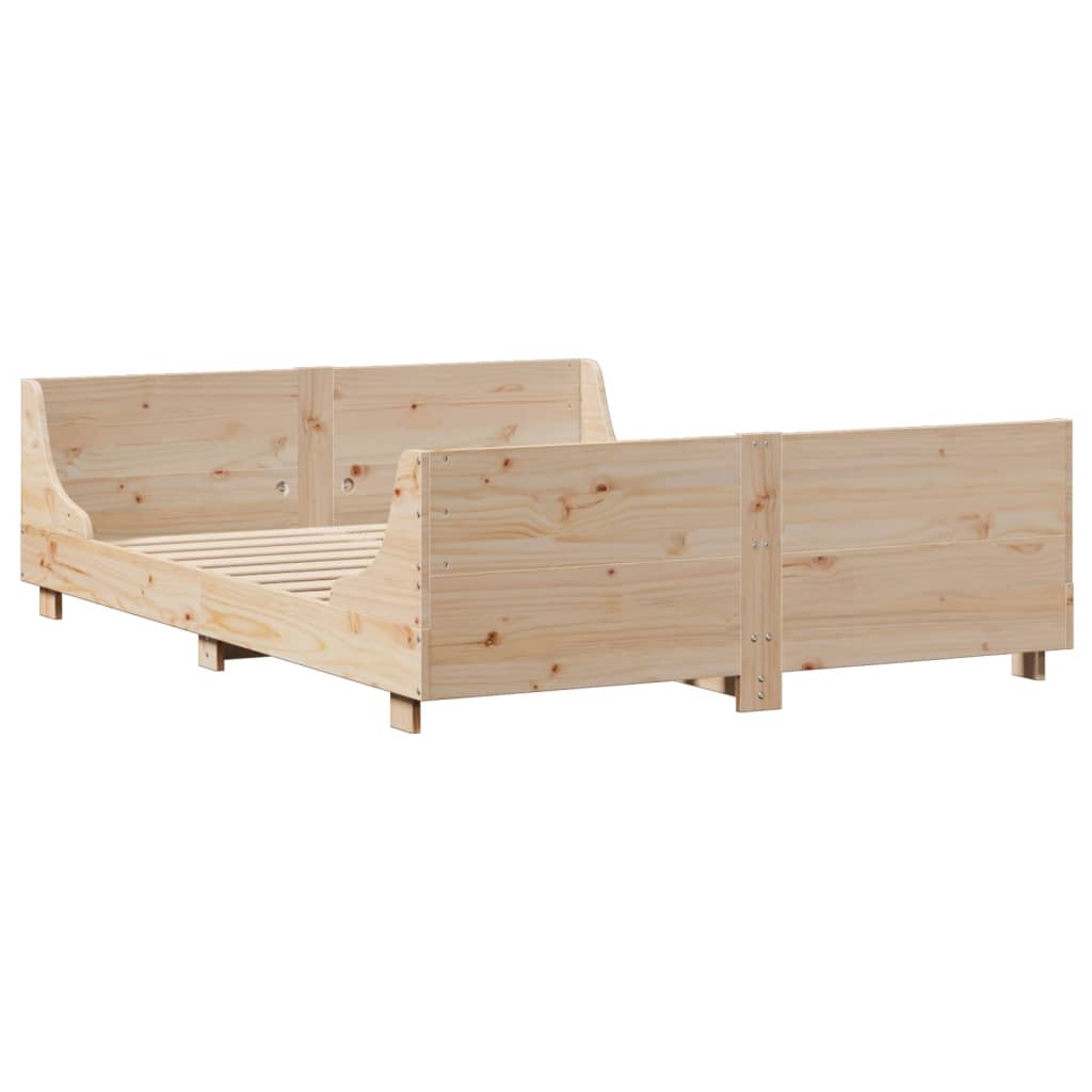Bed Frame without Mattress 150x200 cm King Size Solid Wood Pine