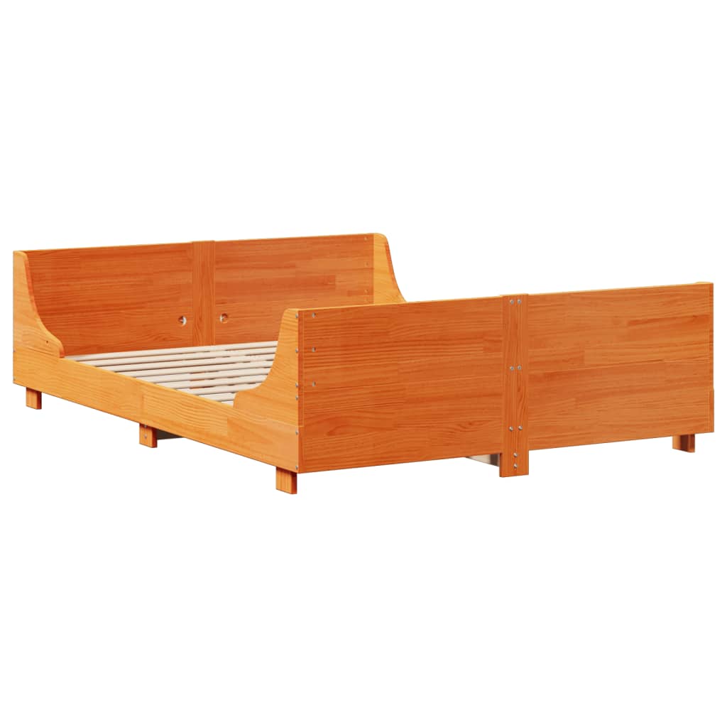 Bed Frame without Mattress Wax Brown 120x200 cm Solid Wood Pine