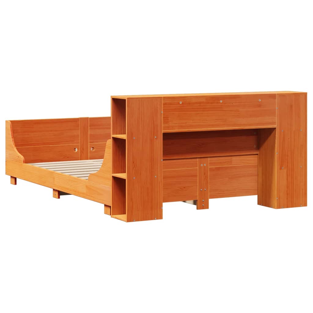 Bed Frame without Mattress Wax Brown 120x200 cm Solid Wood Pine