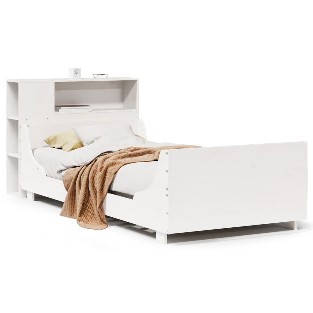 Bed Frame without Mattress White 100x200 cm Solid Wood Pine